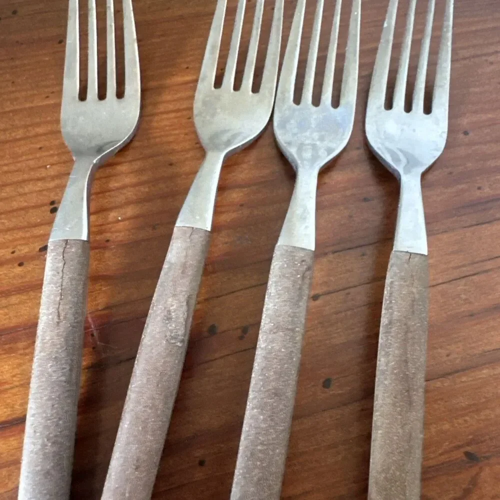 27 Pcs EKCO Eterna  Japan MCM Composite Handle Forged Stainless Flatware